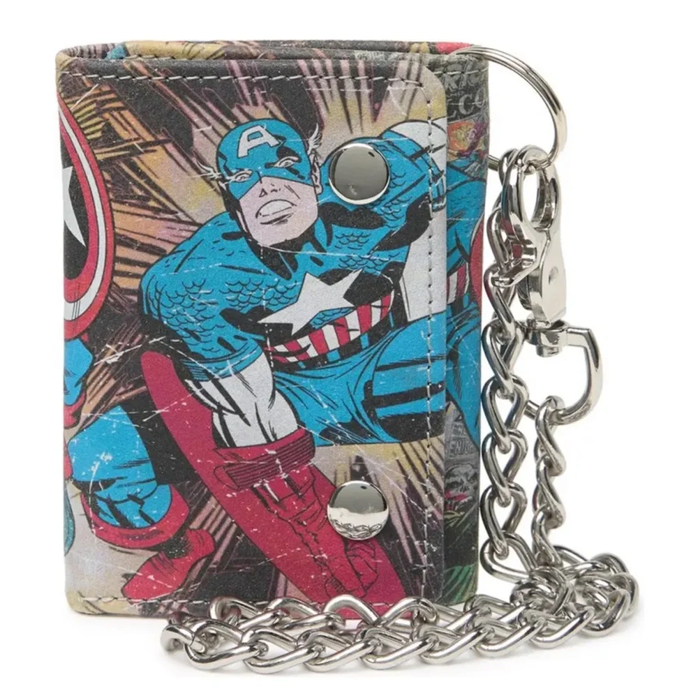 Marvel Captain America Chain Leather Wallet NEW